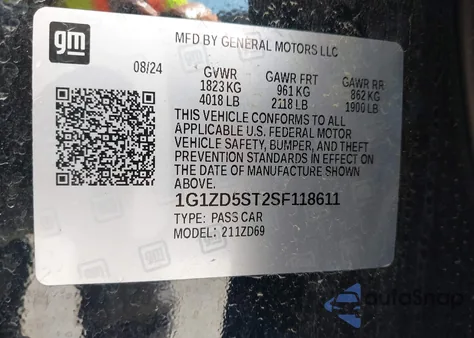 2025 Chevrolet Malibu Fwd 1Lt из США, поврежденный, VIN 1G1ZD5ST2SF118611